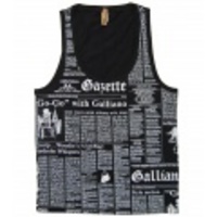 John Galliano(ジョンガリアーノ) ニュースペーパー柄 タンクトップ (Black) Ｔ11 H068