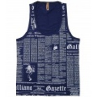 John Galliano(ジョンガリアーノ) ニュースペーパー柄 タンクトップ (Blue) Ｔ11 H068