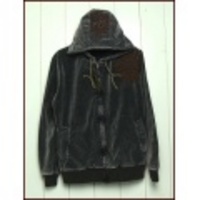 KU【空】クウ菊刺繍ベロアジップパーカー【冬市】【M】【L】