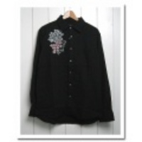 KU【空】クウ手書き花柄シャツ【送料無料】