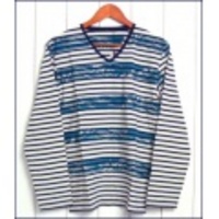 KU【空】クウ和柄ボーダーＶネックカットソー【送料無料】