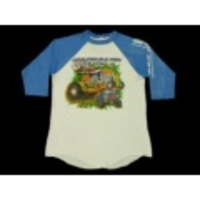 L★古着7分丈Tシャツ 80年代 HOT ROD PULL 白×青