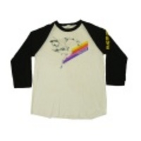 L★古着7分丈Tシャツ 80年代 野球 白×黒