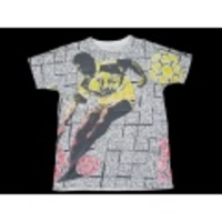 L★古着Tシャツ サッカー 全面プリント 染込プリント 白他