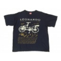 L★古着Tシャツ　レオナルドダビンチ　自転車　紺