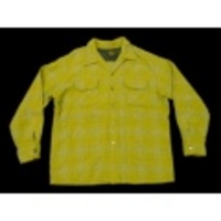 L★古着ウールシャツ 60年代 スポーツウエア 薄茶緑