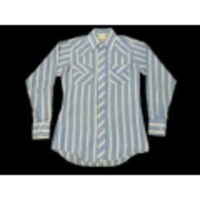 L★古着ウエスタンシャツ 70年代 ELY 薄紺ストライプ