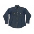 L★古着ウエスタンシャツ 70年代 ローバックススタッズ紺