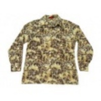 L★古着シャツ 70年代 柄 こげ茶他