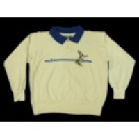 L★古着スウェット 80年代 カモ 襟付 薄クリーム