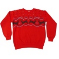 L★古着スウェット 80年代 トナカイ 赤