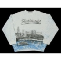 L★古着スウェット90年代シンシナティ 全面プリント白