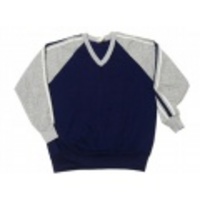 L★古着スウェット　80年代　紺X霜降グレーX白ライン