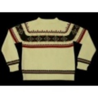 L★古着セーター 80年代 柄 薄クリーム