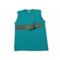 L★古着ノースリーブTシャツ80sOPウィンドウサーフィン緑