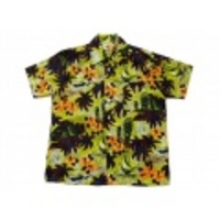 L★古着ハワイアンシャツ 70年代 柄 緑