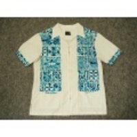 L★古着ハワイアンシャツ　70年代　IOLANI　柄　白×青