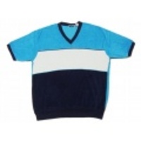 L★古着パイルシャツ　80年代　紺X白Xターコイズブルー