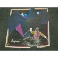 L★古着ビンテージTシャツ 80年代 スキー 黒霜降