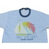 L★古着ビンテージTシャツ70sヨット染込紺霜降リンガー