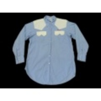 L★古着ビンテージウエスタンシャツ50年代マチ付水色×白