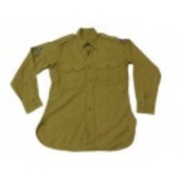 L★古着ビンテージミリタリーシャツ40sマチ付ベージュ