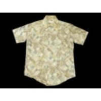 L★古着半袖シャツ 70年代 KMART 柄 白×茶他