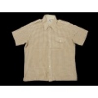 L★古着半袖シャツ 70年代 茶×白チェック