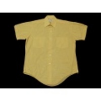 L★古着半袖シャツ　70年代 Goldenline　薄黄ストライプ
