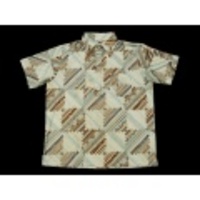 L★古着半袖シャツ　70年代 IZOD　柄　白×こげ茶×水色