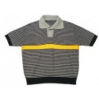 L★古着半袖ニット 80年代 黒×グレー他ボーダー