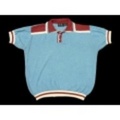 L★古着半袖ニット 80年代 水色Ｘ茶他