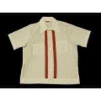 L★古着半袖ニット70年代Del Rioフロントメッシュ白Ｘ茶