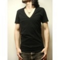 American Apparel (アメリカンアパレル) Sheer Jersey s/s Deep V-Neck シアー ジャージー ディープ Vネック　Tシャツ ブラック
