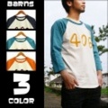 BARNS【バーンズ】７分袖ベースボールＴシャツ「406」