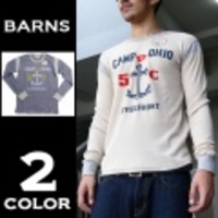 BARNS【バーンズ】ワッフルクルー長袖Tシャツ「CAMP OF OHIO」