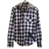 BLACK CROWフェイクレイヤードネルチェックシャツ