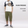 BLOOD MASSAGE【ブラッドメッセージ】ラグランスリーブ半袖Tシャツ「TATOO PAWER」