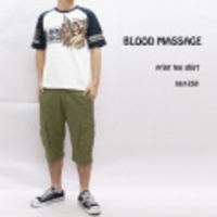 BLOOD MASSAGE【ブラッドメッセージ】ラグランスリーブ半袖Tシャツ「TATOO PAWER」