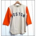 BLUEBUCK【ブルーバック】Ｗ7分袖ベースボールＴシャツ「ＢＯＳＴＯＮ」【送料無料】