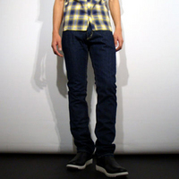 New basic slimstrait denim pants one wash finish:イエロールビー[YELLOWRUBY]