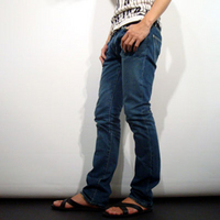 New basic slimstrait denim pants vintage finish:イエロールビー[YELLOWRUBY]