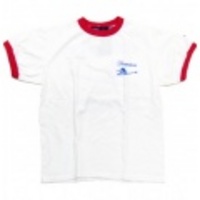 DECEPTION×CHEATERFIVE【ディセプション×チーターファイブ】ダブルネームプリント半袖リンガーTシャツ「ANAMERICANORIJINAL」