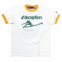 DECEPTION×CHEATERFIVE【ディセプション×チーターファイブ】ダブルネームプリント半袖リンガーTシャツ「FREERIDE」