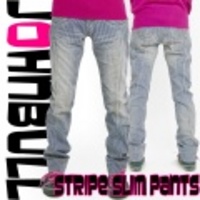 JOHNBULL　LADIES【ジョンブル レディース】ストライプユーズド加工スリムパンツ【送料無料】