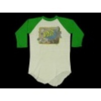 M★古着7分丈Tシャツ 80年代 ラジオ局 白×緑