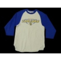 M★古着7分丈Tシャツ TROJANS 白×青