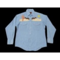 M★古着ウエスタンシャツ 70年代 サボテン シャンブレー