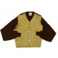 M★古着カーディガン 60s スエード こげ茶×ベージュ