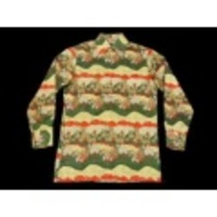 M★古着シャツ 70年代 風景 薄ベージュ×緑他